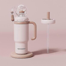 (Pale Pinkish Grey) Stainless Steel Whale Fountain Tumbler With Handle  Two Lids