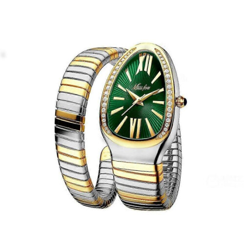 (Q1) Women's Snake Shape Bangle Bracelet Watch