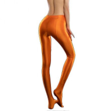 (Orange) Women Shiny Glossy Spandex Stockings Opaque Pantyhose Sports Fitness Tights