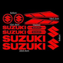 (Red) For Suzuki Stickers Decals Tank Logo Set Helmet Emblem Vinyl Kit