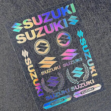 (Radium) For Suzuki Stickers Decals Tank Logo Set Helmet Emblem Vinyl Kit