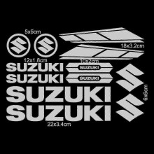 (Silver1) For Suzuki Stickers Decals Tank Logo Set Helmet Emblem Vinyl Kit