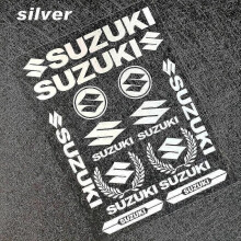 (Silver) For Suzuki Stickers Decals Tank Logo Set Helmet Emblem Vinyl Kit