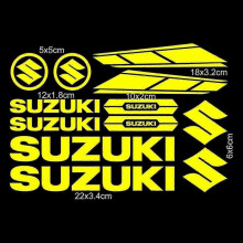 (Fluorescent yellow) For Suzuki Stickers Decals Tank Logo Set Helmet Emblem Vinyl Kit