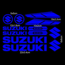 (Blue) For Suzuki Stickers Decals Tank Logo Set Helmet Emblem Vinyl Kit