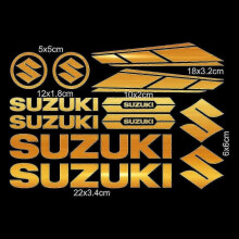 (Bright Gold) For Suzuki Stickers Decals Tank Logo Set Helmet Emblem Vinyl Kit