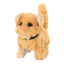 (Yellow) Plush Electronic Cats Move Meow Walking Lifelike Interactive Pet Stuffed Kitten H