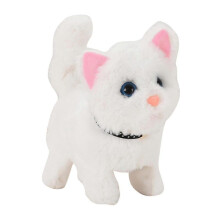 (White) Plush Electronic Cats Move Meow Walking Lifelike Interactive Pet Stuffed Kitten H