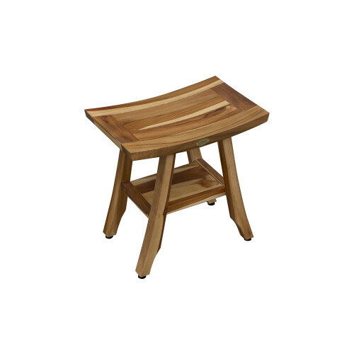 EcoDecors Satori, 18", Teak Shower Bench, Stool & Storage Shelf 1