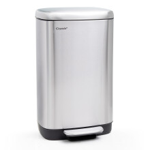 30L-Stainless Steel Rectangular Pedal Bin With Soft Close Lid Silver Waste Bin