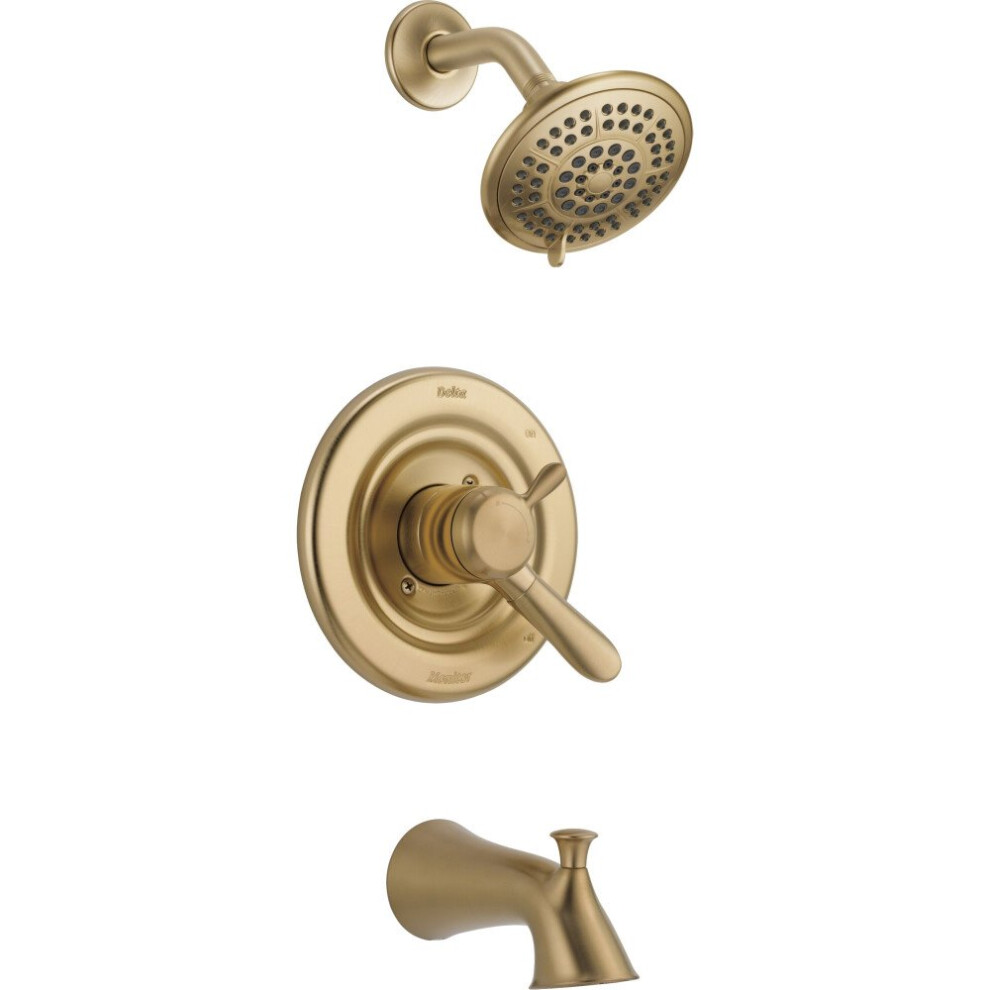 Photos - Shower System Delta Faucet Lahara 17 Series DualFunction Tub and Shower Trim Kit with 5Spray TouchClean Shower Head Champagne Bronze T1743 