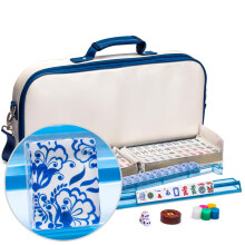 Set da Mahjong Americano Yellow Mountain Imports Chinoise con custodia morbida in similpelle - Supporti con pulsanti, monete, dadi e indicatore d