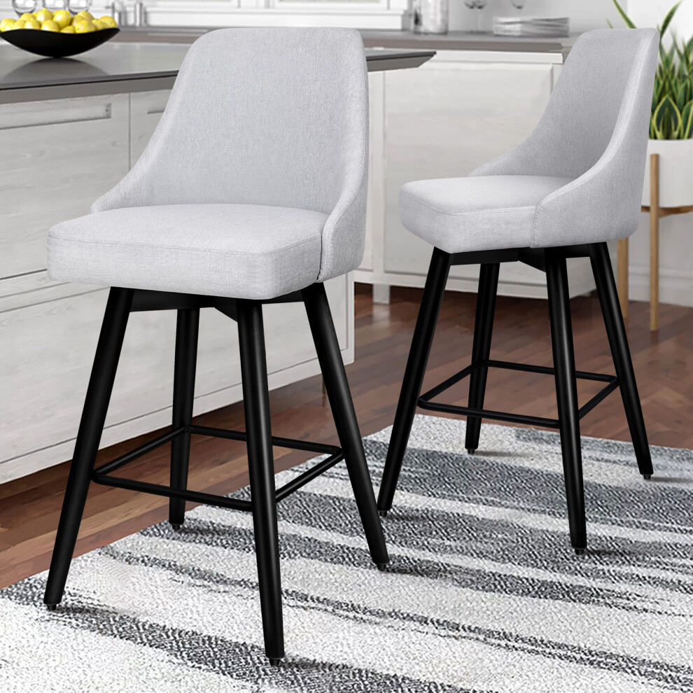 ALFORDSON 2x Swivel Bar Stools Kitchen Dining Metal Leg GREY