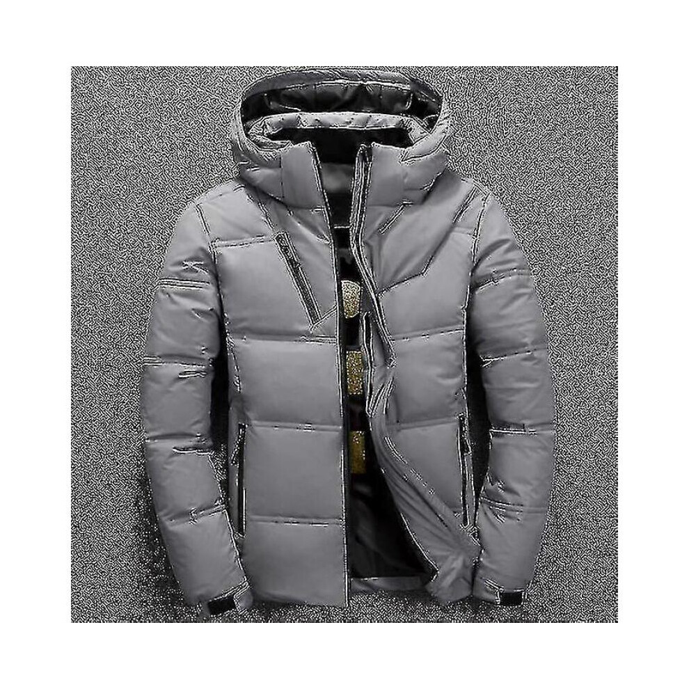 (XL,COLOR Gray)Winter Jacket Men High Quality Red Black Down Coat Hooded Parka Fashion Male White Duck Down Jacket Thick Warm Snow Outwear