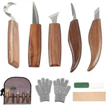 10pcs Carbon Steel Wood Carving Tools Wood Carving Tool Set with Hook Knife Professional Carving Knife Wood Engraving Tools for Woodworking