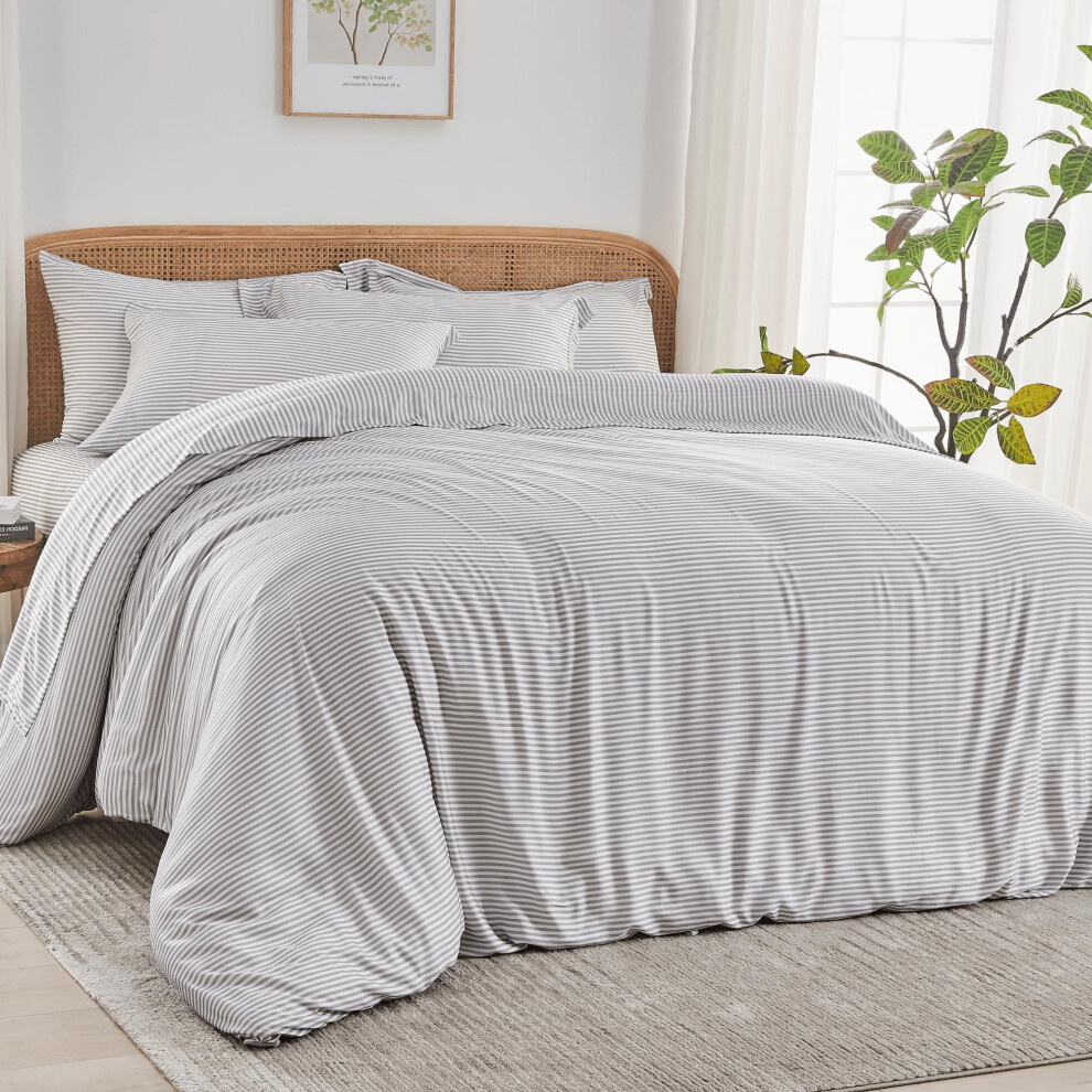 Parure de couette DOZ 100 % viscose issue de bambou cultiv    biologiquement, douce et rafra   chissante, 1 housse de couette et 2 taies d'oreiller 2