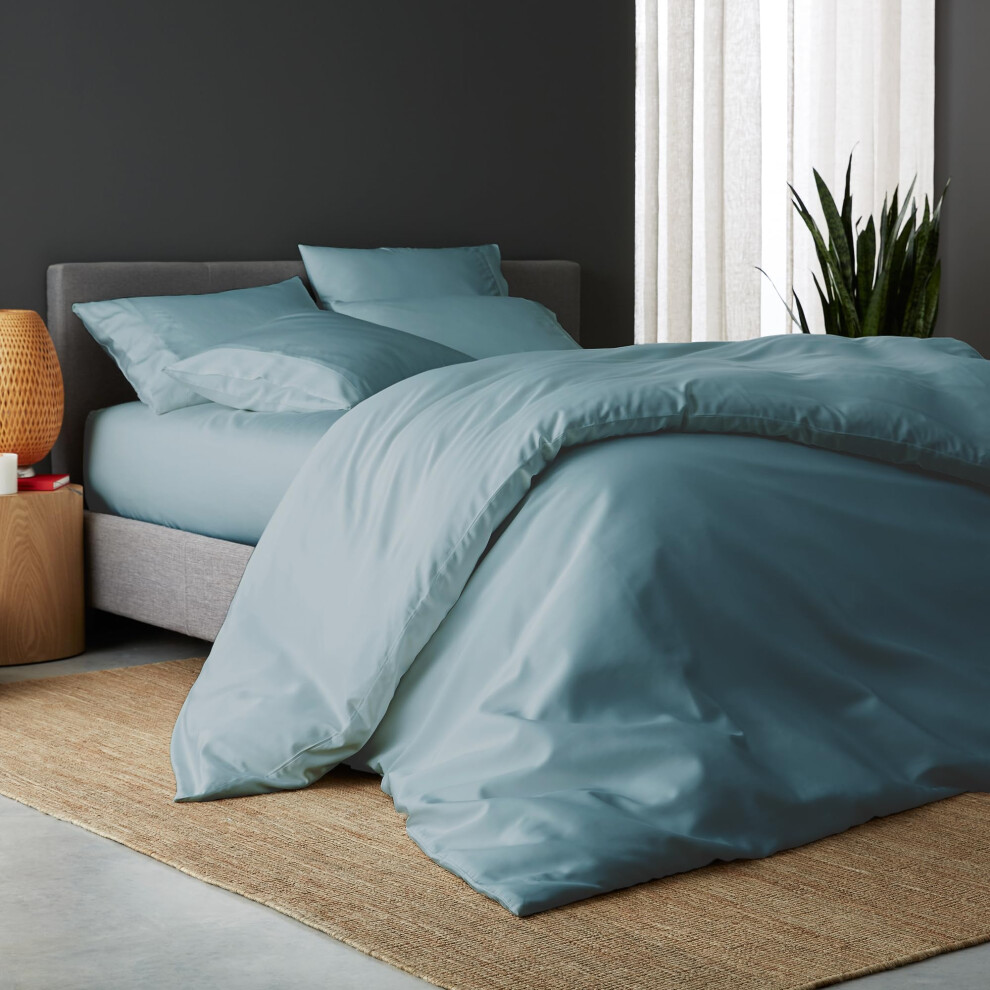 Parure de lit DOZ 100 % viscose issue de bambou biologique, douce et rafra   chissante, 1 housse de couette et 2 taies d'oreiller 228 x 228 cm (ble