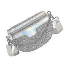 22.5x17x6cm Silver Fanny Packs Stylish Shiny Waist Bag Delicate Women Fanny Bag Chic Shopping Waist