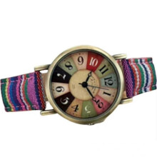 (Purple) Retro Boho Watch Multicolor Rainbow Woven Strap Hippie Wristwatch Women Accessories Gift