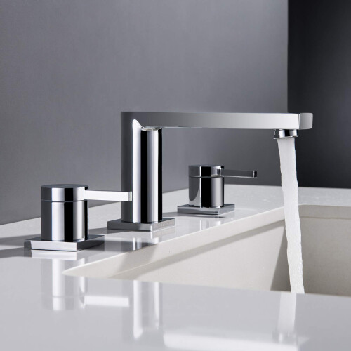 Torres de Luxo para Lavabo 3 Furos, Torneira de Banheiro 2 Manípulos 8 Polegadas, com Dreno Pop-up 2