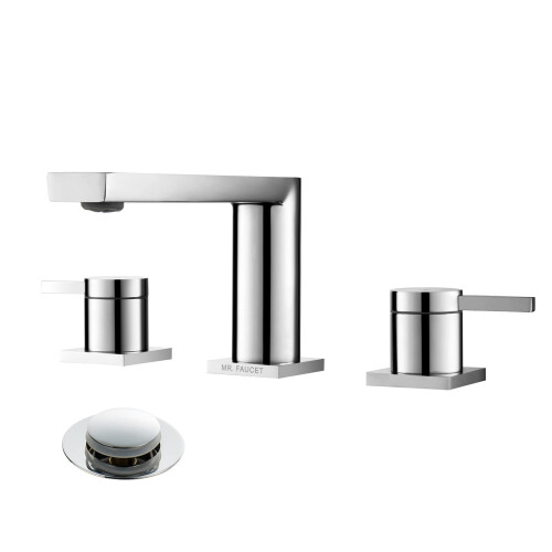 Torres de Luxo para Lavabo 3 Furos, Torneira de Banheiro 2 Manípulos 8 Polegadas, com Dreno Pop-up