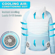 (M, White gray) Air Conditioning Clothes Summer Cooling Fan Jacket For Men Women Outdoor
