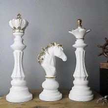 (White Set) Luxury Chess Set Home Decoration Resin Chess Pieces Family Board Games International Chess Figurines Chessmen Pendulum Ornaments