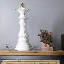(37cm Queen White) Luxury Chess Set Home Decoration Resin Chess Pieces Family Board Games International Chess Figurines Chessmen Pendulum Ornaments