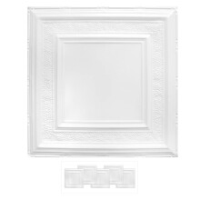 Tectos de Metal Americanos [Kit de 5 Azulejos de Metal em Padrão #6 e Cor Branco Satin. 24" x 24" [20 pés quadrados]