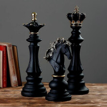 (Black Set) Luxury Chess Set Home Decoration Resin Chess Pieces Family Board Games International Chess Figurines Chessmen Pendulum Ornaments