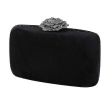 (Black) Women Handbag Evening Party Bridal Clutch Flower Lock Bag Prom Wedding Wallet