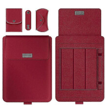 (15inch, Red) Laptop Sleeve Bag 4 In 1 Laptop Stand Case With Cable Strap & Mouse Pa