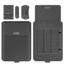 (11 12inch, Gray) Laptop Sleeve Bag 4 In 1 Laptop Stand Case With Cable Strap & Mouse Pa