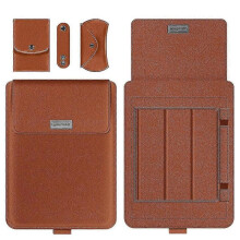 (11 12inch, Brown) Laptop Sleeve Bag 4 In 1 Laptop Stand Case With Cable Strap & Mouse Pa
