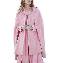 (m, pink) Casual Hooded Cape Coat, Fashion Loose Solid Winter Cloak Outerwear