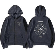 (XXL, Dark gray) Korean Stray Kids 5 Star Art Music Album Zipper Hoodie Men Women Casual Oversized Sweatshirts Kpop Hip Hop Trend Zip Up Jacket