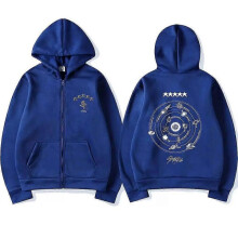 (L, Blue) Korean Stray Kids 5 Star Art Music Album Zipper Hoodie Men Women Casual Oversized Sweatshirts Kpop Hip Hop Trend Zip Up Jacket