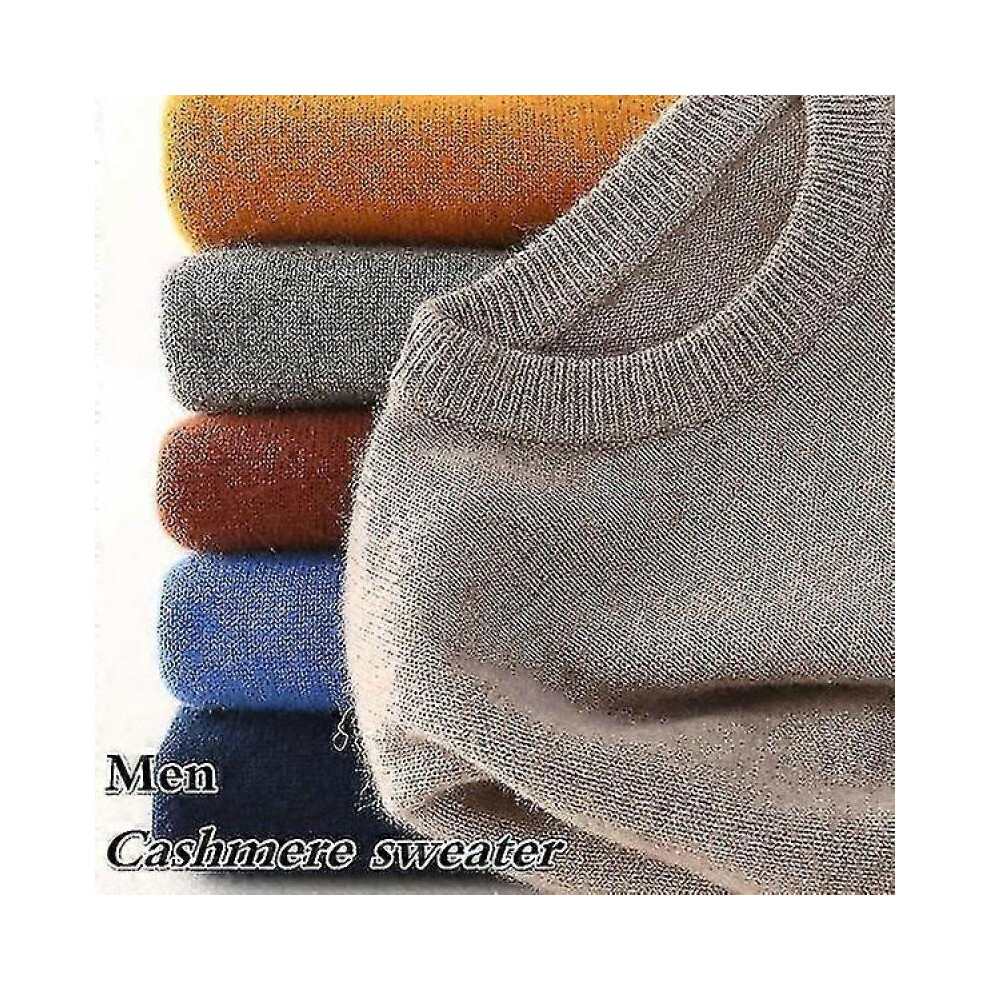 (M,Navy)Men's Cashmere Sweater Autumn Winter Soft Warm Knitted Pullover Knitted Sweater