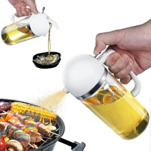 (White) Oil Sprayer For Cooking 2 In 1 Oil Dispenser Oil Spray Bottle For Cooking, Kitchen 500ml