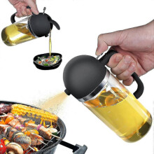 (Black) Oil Sprayer For Cooking 2 In 1 Oil Dispenser Oil Spray Bottle For Cooking, Kitchen 500ml