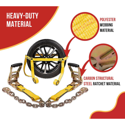 Mytee Products 2 Πακέτο 2" x 10' Ιμάντες Δέσμευσης Ελαστικών Αυτοκινήτου για Τρέιλερ 1