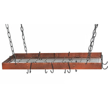 Hammered Copper Rectangle Pot Rack with Black