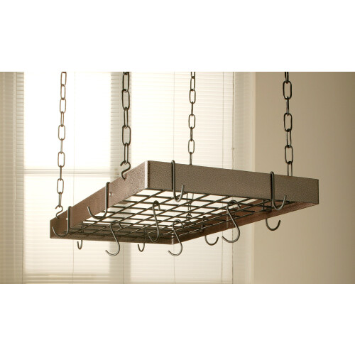 Hammered Copper Rectangle Pot Rack with Black 1
