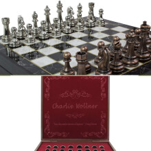 Antochia Crafts 11 pouces Ensemble d'echecs personnalise - planche d'echecs personnalisee en bote et figurines d'echecs en metal - Idee cadeau p