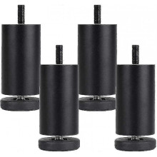 Adjustable Furniture Legs Aluminum Alloy Furniture Legs Round Metal Furniture Legs Table Sofa Bed, Black, 4 Pieces(10cm)