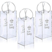 3 Pieces Portable Ice Wine Bag Wine Cooler Bag Pvc Wine Pouch Bags with Handle