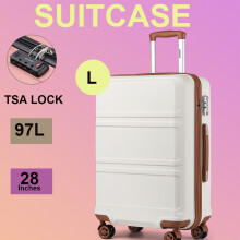 (Cream, 28-inch) ABS Hard Shell Luggage Suitcase Set Travel Trolley Case
