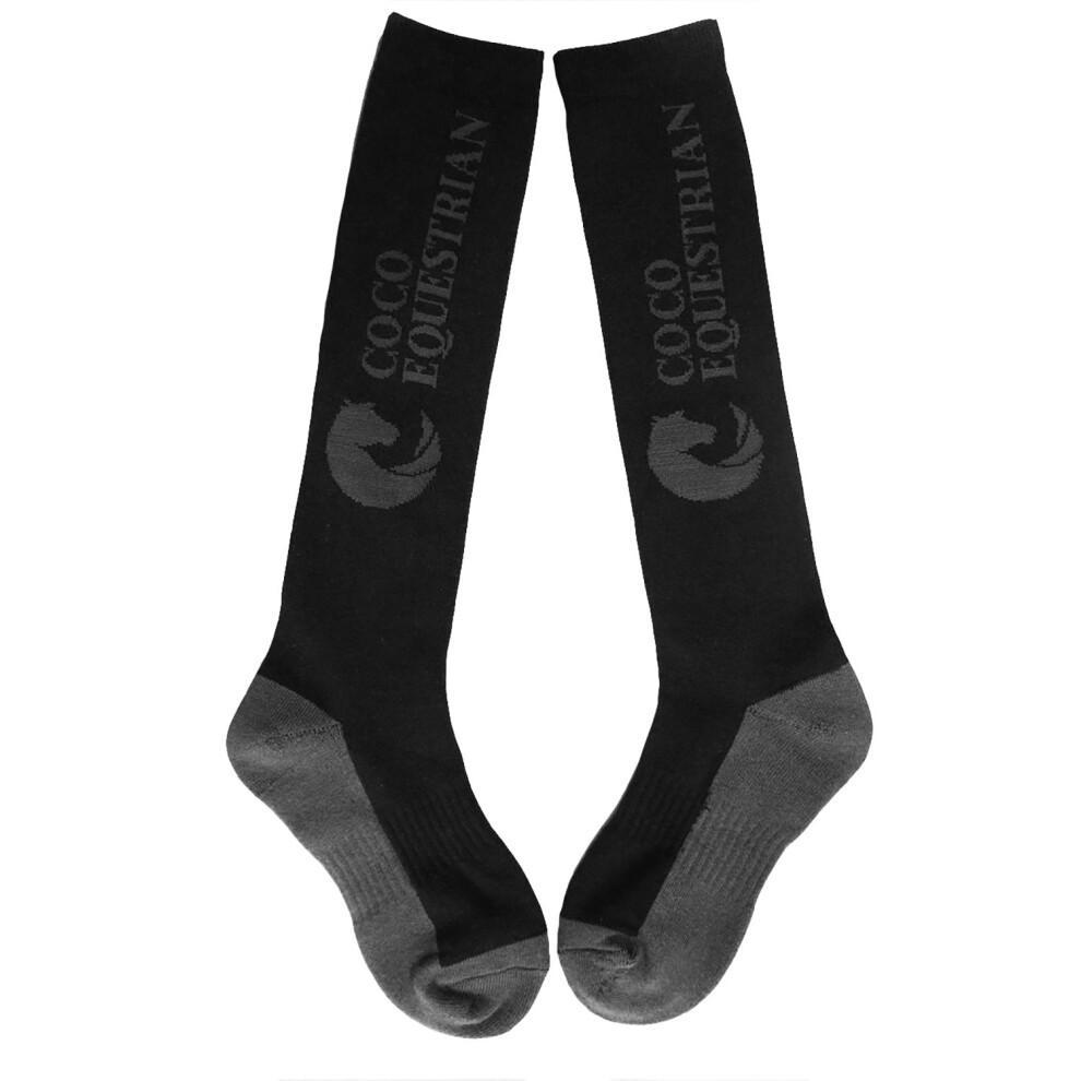 Coco Equestrian Dark Grey Unisex Child Breathable Knee High Long Boot Horse Riding Socks - 1 Pair