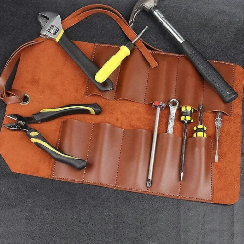 Tool Roll Leather Bag Pouch,multi-purpose Canvas Tool Roll,?wrench Roll Pouch, Roll Up Tool Bag,?tool Organisers,10 Pockets Multi Purpose Organizer Wr 2