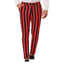 (M, Wine) Men's Stripe Personalized Pants Pocket Button Suit Pants Leggings Casual Pants